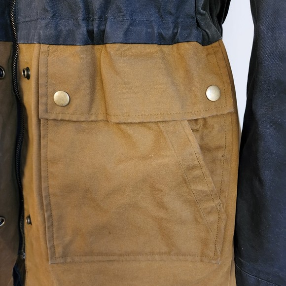 J. Crew color block waxed Utility Jacket in Navy and Tan sz S - Picture 5 of 8